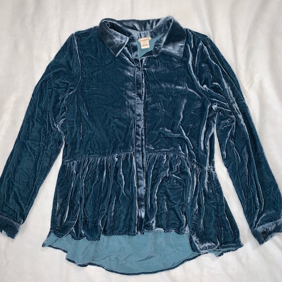 Sundance | Crushed Velvet Button Down Top Large - Picture 2 of 6